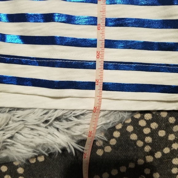 J. Crew blue and white shiny stripes size XS NWT - Picture 3 of 6